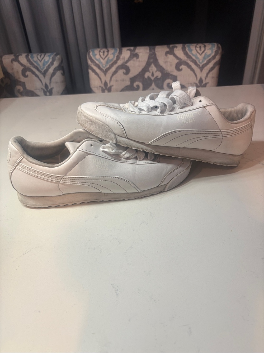 Puma Roma Men's White Leather Low-Profile Sneakers